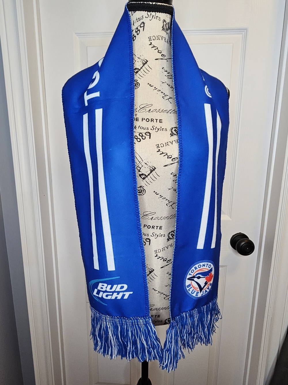 MLB Toronto Blue Jays Logo Fan Scarf Royal Blue White OS Baseball Reversible